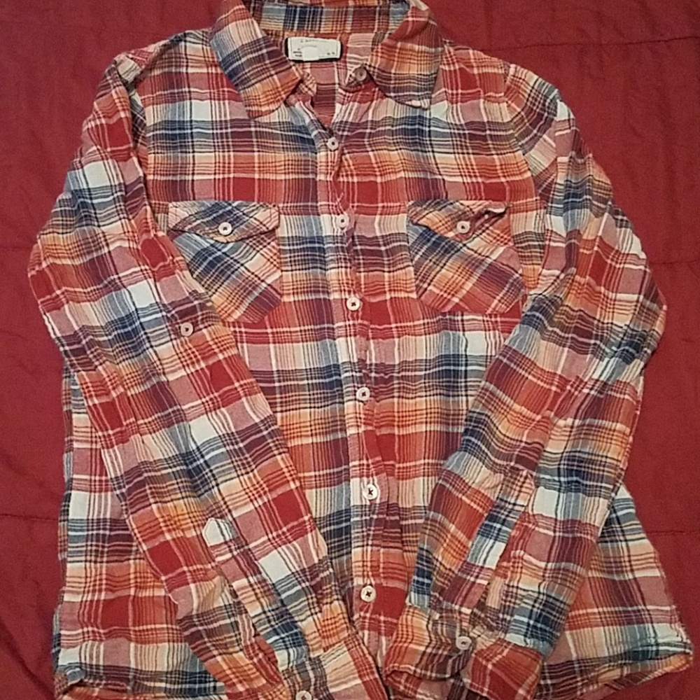 Rustic Orange plaid long sleeve shirt